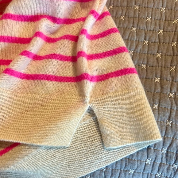 ANTONIO MELANI Women’s Cream and Pink Striped Cashmere Sweater Size XL - Picture 6 of 8